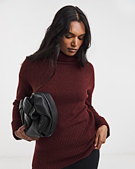 Cosy Yarn Wine Roll Neck Tunic