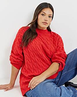 Cosy Yarn Red Cable Knit Jumper