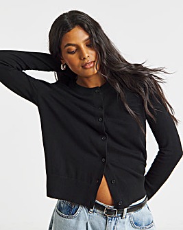 Black Soft Touch Crew Neck Cardigan