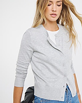 Grey Marl Soft Touch Crew Neck Cardigan