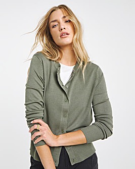 Khaki Soft Touch Crew Neck Cardigan