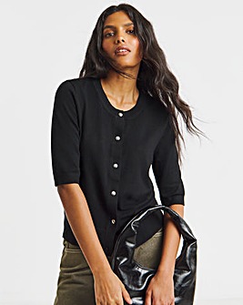 Black Soft Touch Short Sleeve Cardigan