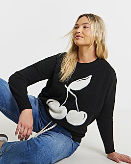 Black Cherry Knitted Crew Neck Jumper