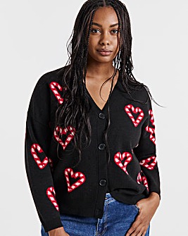 Candy Cane Hearts Christmas Cardigan