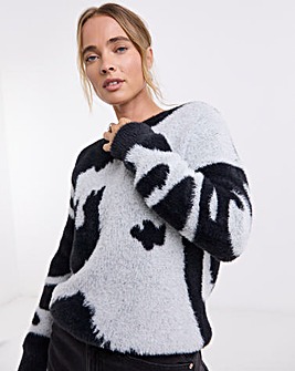 Cow Print Crew Neck Jumper