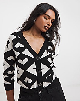 Simply Be Heart & Stars Checkerboard Cardigan