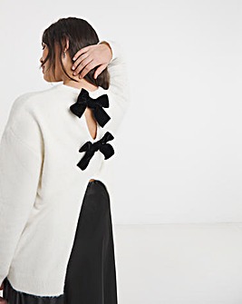 Ivory Bow Back Longline Jumper