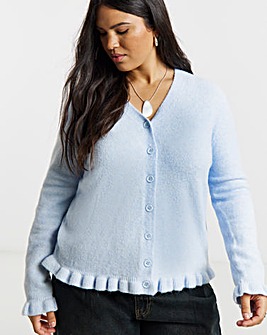 Blue Frill V-Neck Cardigan