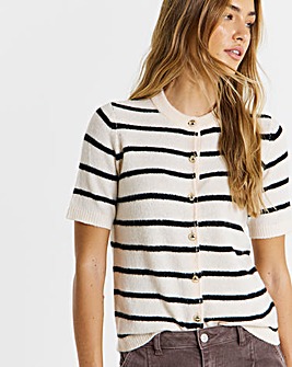 Simply Be Stripe Short Sleeve Cardigan