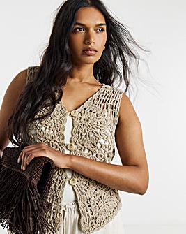 Stone Crochet Knitted Vest