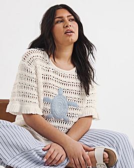 Crochet Top with Turtle Applique