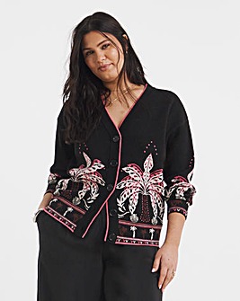 Tropical Print Boxy Cardigan