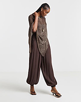 Chocolate Sequin Knitted Slouchy Poncho