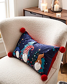 Velvet Pom Pom Garrie Gonk Christmas Cushion