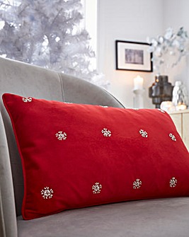 Velvet Beaded Snowflake Cushion