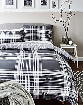 Clarence Charcoal Check Duvet Set Home Essentials
