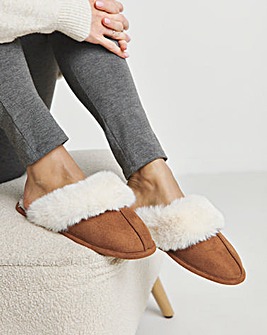 Elyse Faux Fur Mule Slippers Extra Wide EEE Fit