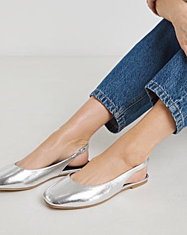 Gracious Square Toe Flat Slingback Wide E Fit