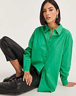 Green Relaxed Cotton Poplin Shirt