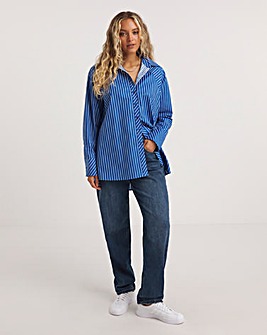 Blue Mixed Stripe Relaxed Fit Shirt