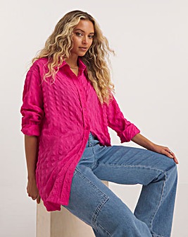 Hot Pink Relaxed Textured Shirt