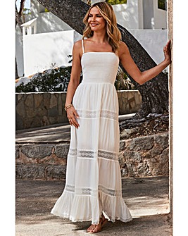 Sosandar Ivory Stitch Detail Maxi Dress