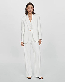 Mango White Wide Leg Iguana Trousers