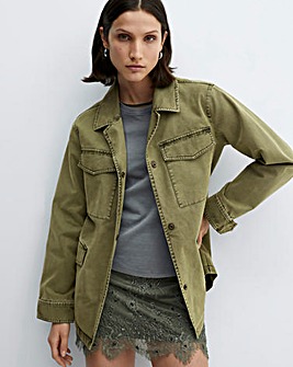 Mango Khaki Utility Caracas Overshirt