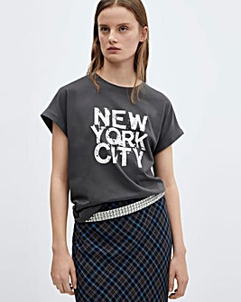 Mango Charcoal Graphic Print Illustra T-Shirt