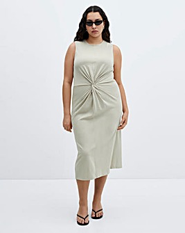 Mango Fertina Knotted Cotton Midi Dress