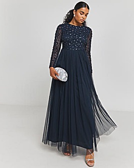 Maya Deluxe Floral Embellished Long Sleeve Maxi Dress