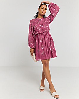 Maya Deluxe Puff Sleeves Embellished Mini Dress