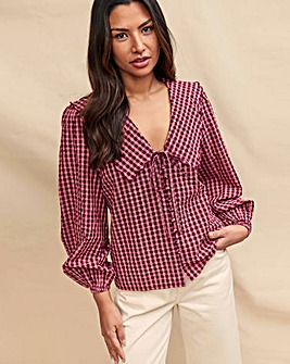 Nobody's Child Gingham Check Blouse