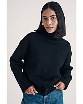 Nobody's Child Black Roll Neck Meet the Jean Jumper