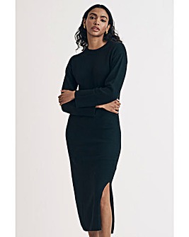 Nobody's Child Black Oversized Crew Knitted Jumper Midi Dress