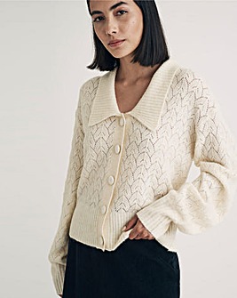 Nobody's Child Cream Collar and Pointelle Cardigan