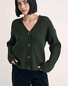 Nobody's Child Khaki Green Boxy Button Cardigan