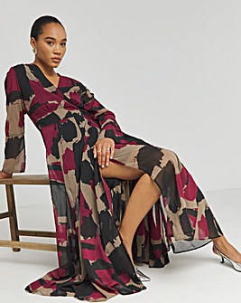 Religion Wrap Long Sleeve Maxi Dress