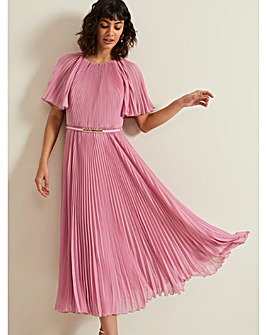 Phase Eight Kathleen Pleated Plain Midi Dress