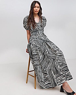 Flounce London Black Crepe Printed Maxi Dress