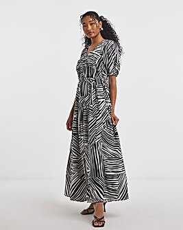 Flounce London Black Crepe Printed Maxi Dress