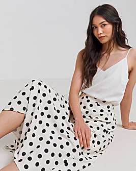 Flounce London Ivory Crepe Spotted Midaxi Skirt