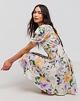 Flounce London Crepe Satin Floral Mini Dress