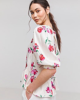 Flounce London Floral Frill Hem Blouse