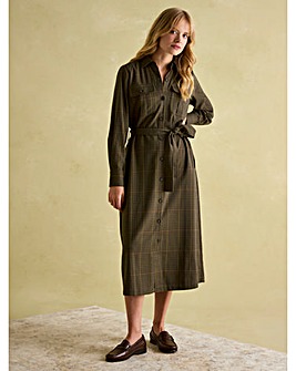 Joules Meredith Checked Shirt Midi Dress