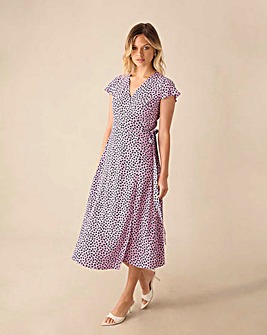 Ro&Zo Pink Ditsy Print Wrap Midi Dress