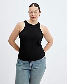 Mango Ribbed Cotton-Blend Boni Top