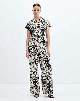 Mango Printed Jumpsuit with Tie Detail