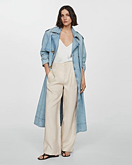 Mango Pure Linen Wide Leg Trousers