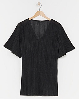 V Neck Plisse Top